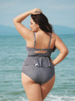 Black Gingham Plus Size Tankini Top - Image 2