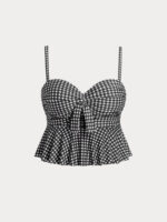 Black Gingham Plus Size Tankini Top - Image 6