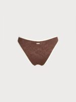 Dark Coffee Textured Contrast Bikini Bottom - Image 7
