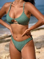 Green Geometric Full Coverage Bikini Bottom - Image 3