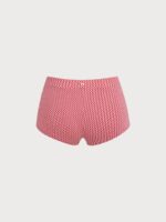 Red Gingham Plus Size Full Coverage Swim Shorts - Image 6
