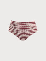 Wine Red Stripe Plus Size Bikini Bottom - Image 5