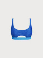 Blue Contrast Cut Out Plus Size Bikini Top - Image 6