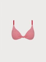 Red Gingham Knot Plus Size Bikini Top - Image 4