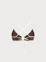 Dark Coffee V Notch X Cross Bikini Top - Image 7