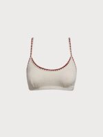 Off White Contrast Stitch Bikini Top - Image 6