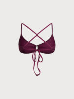 Burgundy Textured V Notch Bikini Top - Image 8