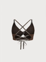 Dark Coffee Textured Cutout Plus Size Bikini Top - Image 8