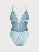 Light Blue Textured One Pieces Swimsuit - Image 7