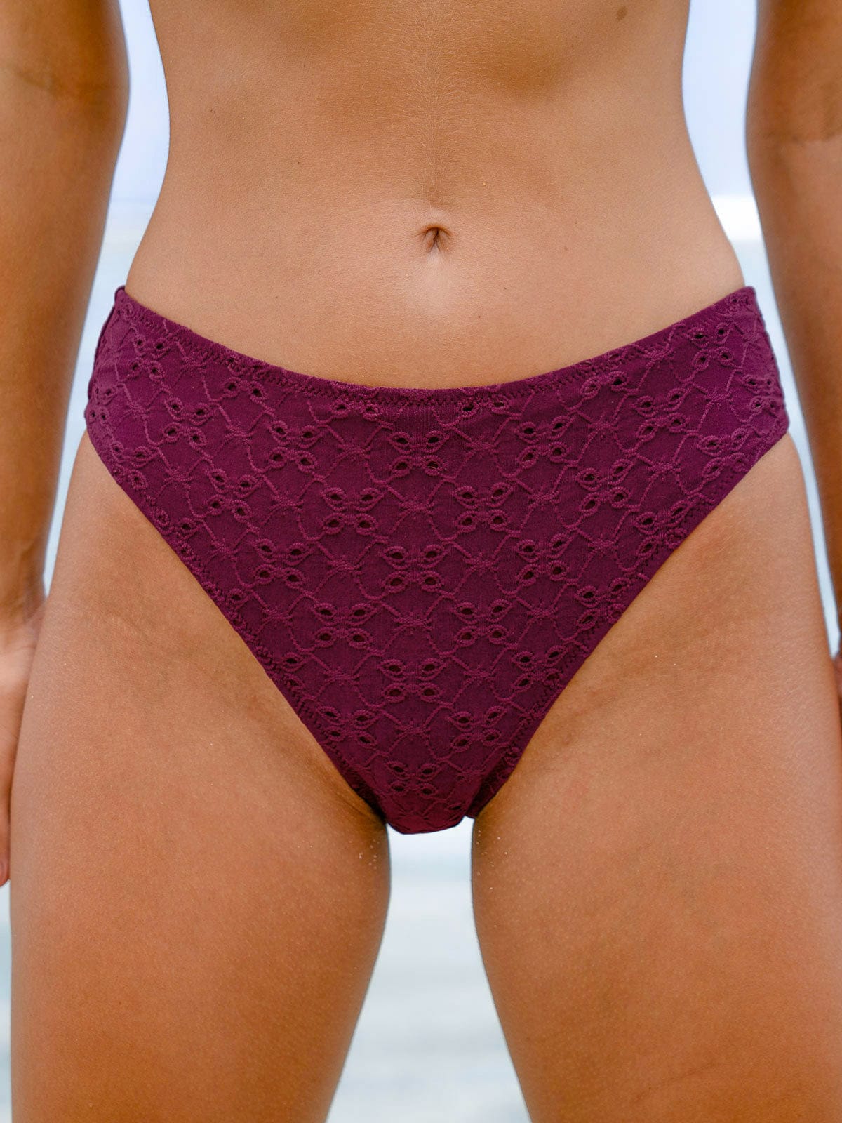 women-knitted-polyester-blended-tankini-bottoms-burgundy-sustainable-tankinis-ixsbx6 Burgundy Textured Tankini Bottom - Image 1