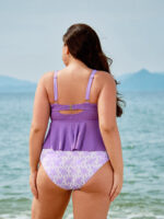 Purple Floral Print Plus Size Bikini Bottom - Image 4