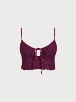 Burgundy Textured Tankini Top - Image 7