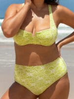 Light Green Jacquard Plus Size Bikini Bottom - Image 3