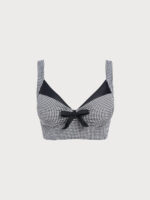 Black Gingham Bow Plus Size Bikini Top - Image 6