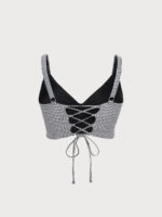 Black Gingham Bow Plus Size Bikini Top - Image 7