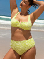 Light Green Jacquard Underwire Plus Size Bikini Top - Image 4