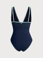 Blue V Neck Tie One-Piece Swimsuit - Image 8