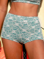Green Jacquard Full Coverage Surf Bottoms