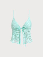 Cyan Lace-Trimmed Tankini Top - Image 6
