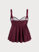Burgundy Bow Plus Size Tankini Top - Image 7