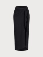 Black Wrap Cover-Up Midi Skirt - Image 6