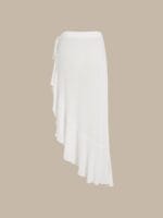 White Asymmetrical Ruffle Cover-Up Skirt - Image 10