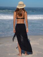 Black Wrap Cover-Up Midi Skirt - Image 3
