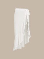 White Asymmetrical Ruffle Cover-Up Skirt - Image 9