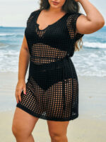 Black V Notch Plus Size Cover Up - Image 3