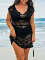 Black V Notch Plus Size Cover Up - Image 4