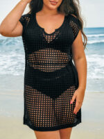 Black V Notch Plus Size Cover Up - Image 5