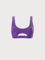 Purple Lurex Cut Out Plus Size Bikini Top - Image 6
