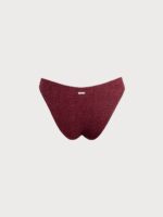 Wine Red Textured High Cut Bikini Bottom - Image 7