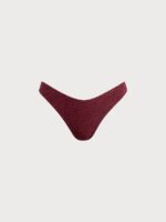 Wine Red Textured High Cut Bikini Bottom - Image 6
