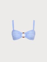 Light Blue Textured Cutout O-Ring Bikini Top - Image 6