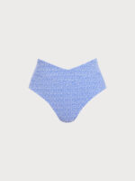Blue Jacquard V Cut Plus Size Bikini Bottom - Image 4