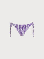 Purple Leaf Textured Tie Bikini Bottom - Image 7