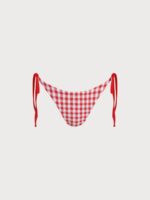 Red Gingham Textured Tie Bikini Bottom - Image 6