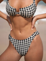Black Gingham Ruched Bikini Bottom - Image 8