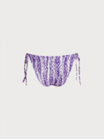 Purple Leaf Textured Tie Bikini Bottom - Image 8