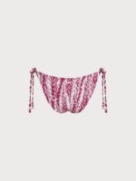 Wine Red Leaf Textured Tie Bikini Bottom - Image 11