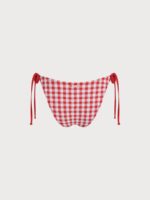 Red Gingham Textured Tie Bikini Bottom - Image 7