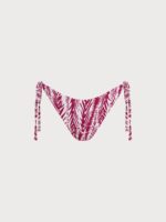 Wine Red Leaf Textured Tie Bikini Bottom - Image 10