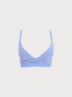 Blue Jacquard Twist Plus Size Bikini Top - Image 5