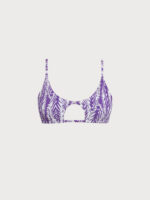 Purple Leaf Textured Cut Out Bikini Top - Image 7