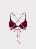 Wine Red Geometric Textured Knot Bikini Top - Image 7