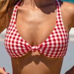 Red Gingham Knot Bikini Top