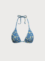 Blue Reversible Print Triangle Bikini Top - Image 7