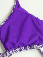 Purple Leaf Textured Cut Out Bikini Top - Image 10