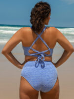 Blue Jacquard Twist Plus Size Bikini Top - Image 2